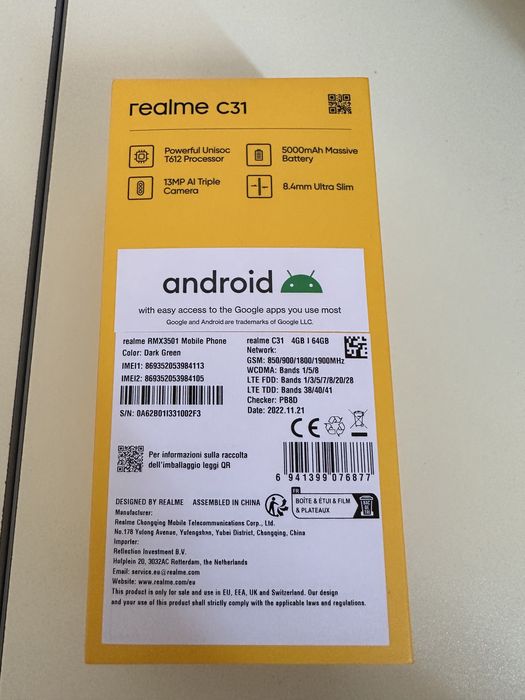 Vand Telefon mobil Android Realme C31, Dual SIM, 4GB RAM, 64GB, 4G