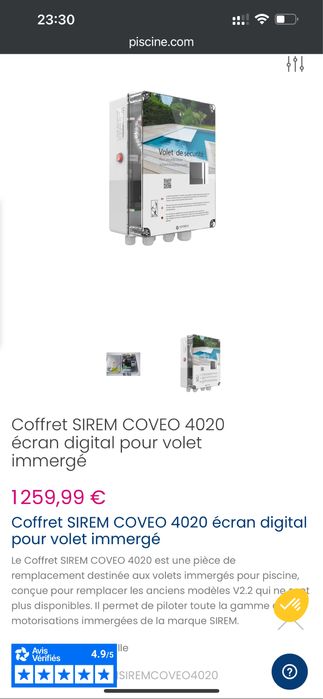 Panou comanda SIREM COVEO 4020 rulou piscina , copertina