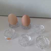 6 suporturi vechi oua fierte, Bohemia glass si 6 lingurite