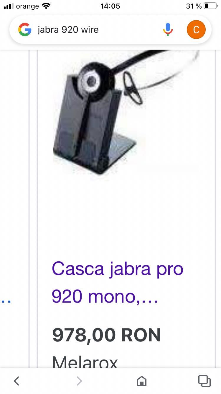 casti Jabra pro 920 2buc + Jabra BIZ 2400 II Mono USB MS CC