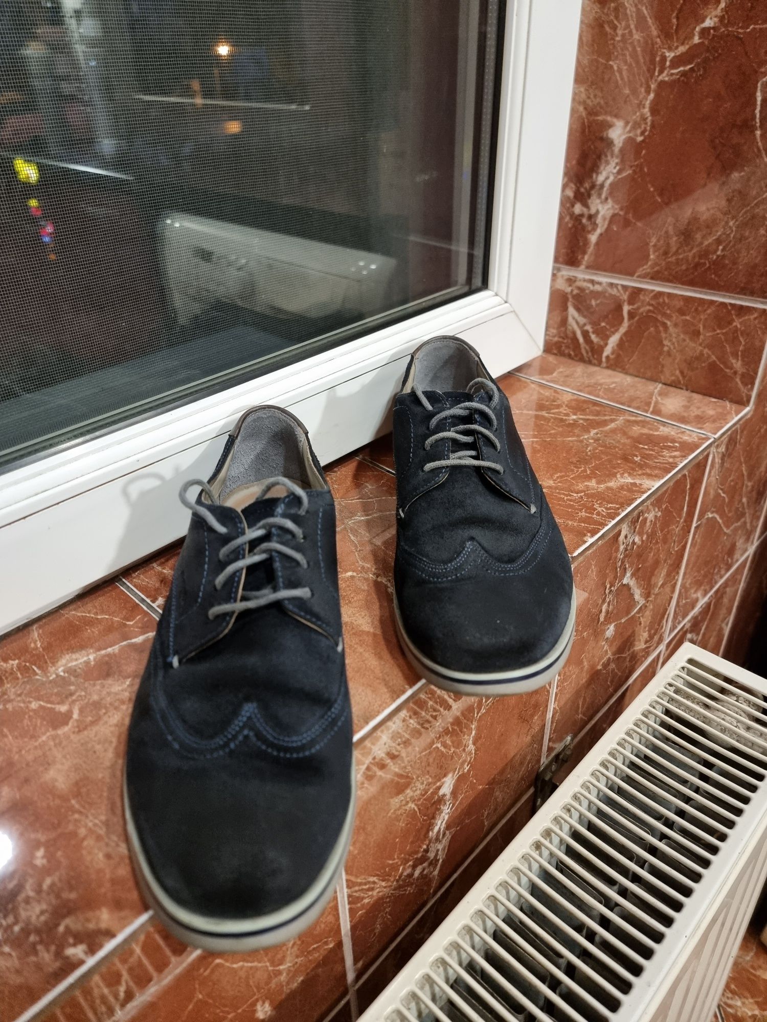 Pantofi piele întoarsă albaștri,  GEOX , 40