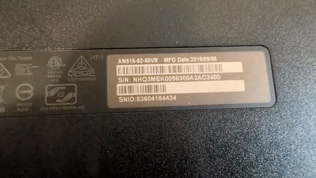 Acer Nitro 5 (AN515-52)
Кратко описание
Снимки