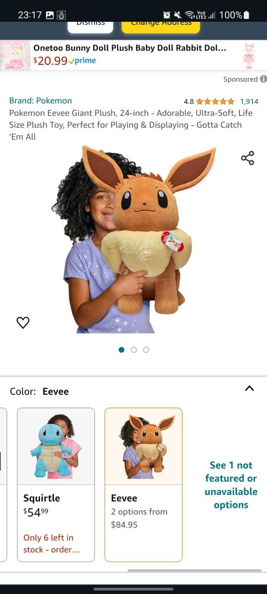 pluș pokemon eevee gigant