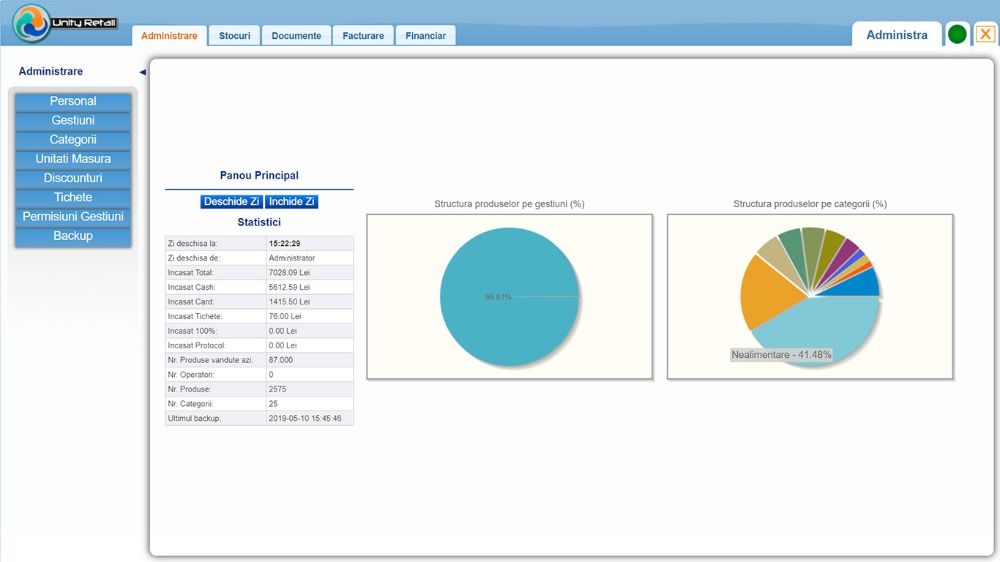 Soft pos magazin depozit vanzare gestiune contabilitate UnityRetail
