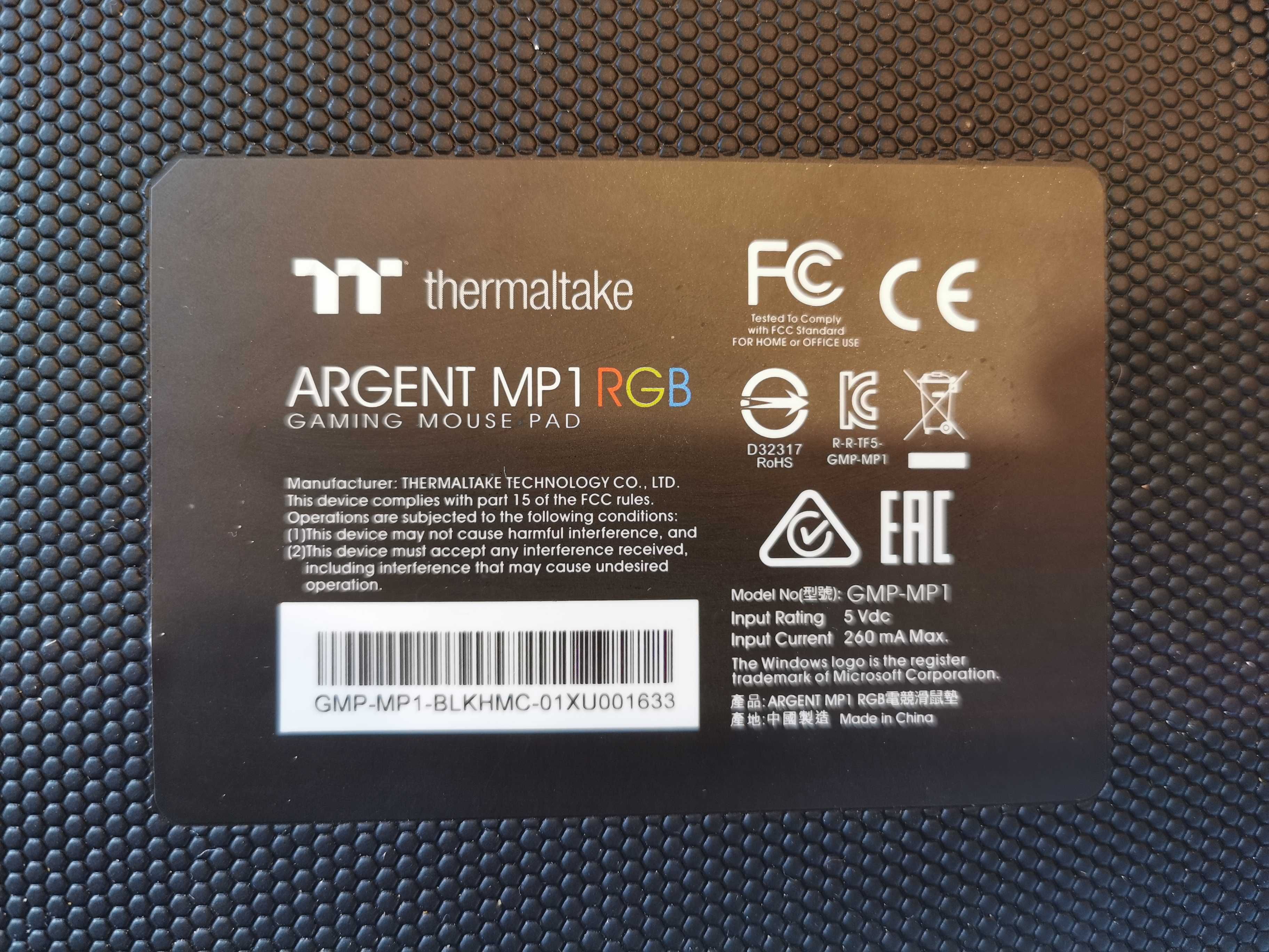 mouse pad thermaltake argent mp1 rgb