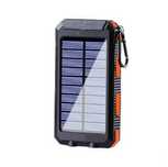 Baterie externa solara 20000 mAh, 2 USB + 1 USB Type C, lanterna noua