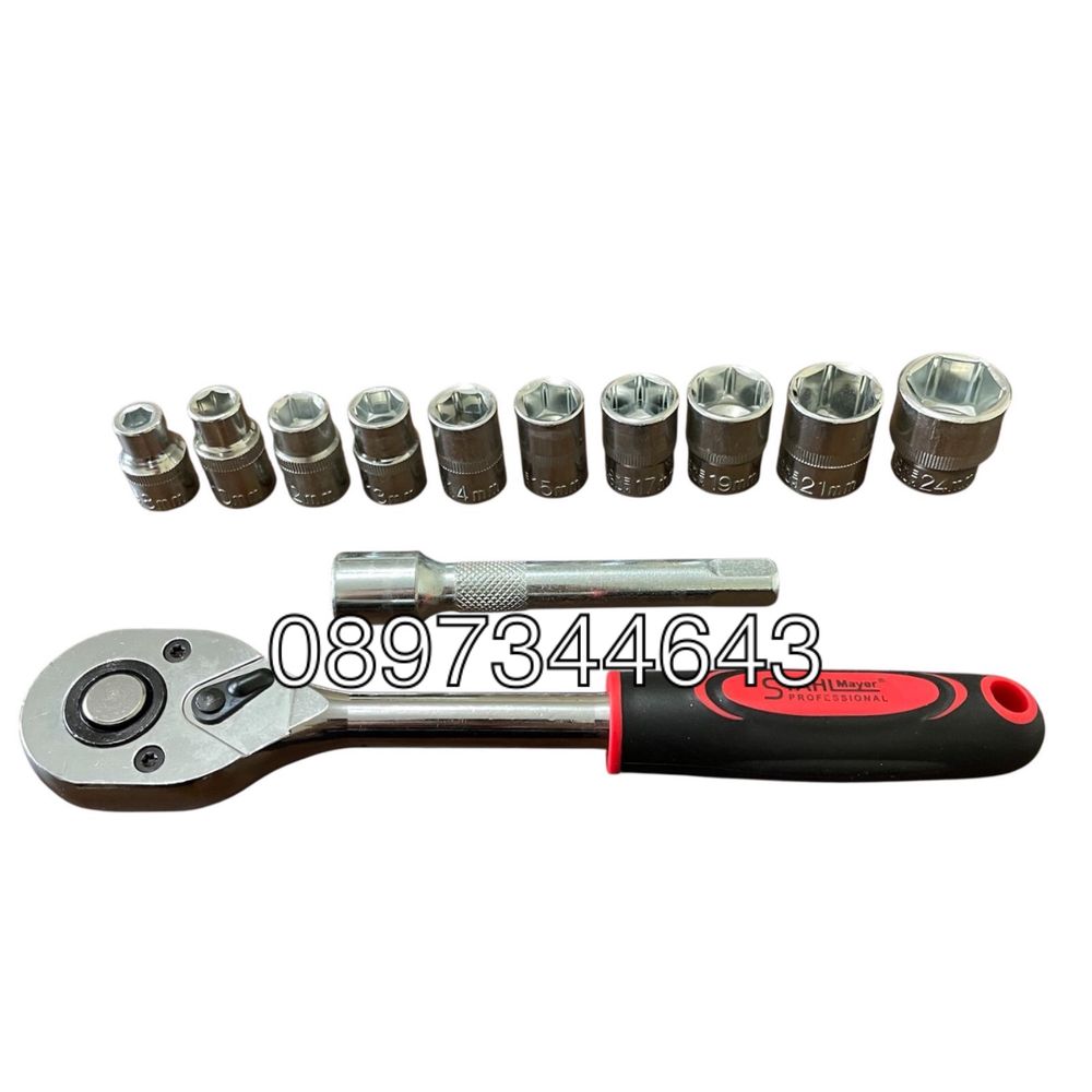 Тресчотка с вложки и удължител комплект 1/2” 12 части , STAHLMAYER