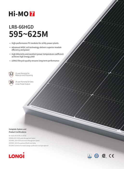Panouri fotovoltaice Longi 610W Bifaciale