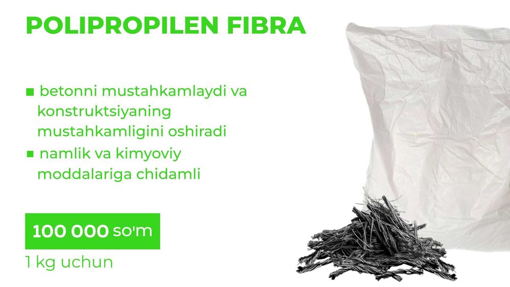 Beton uchun polipropilen fibra