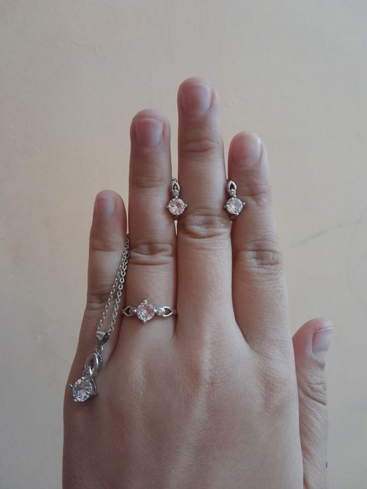 Kumush 925 probali komplekt uzuk 18 razmer zirak kulon zanjir