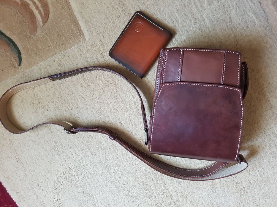 Geanta umăr unicat bărbătească piele naturala cusută manual