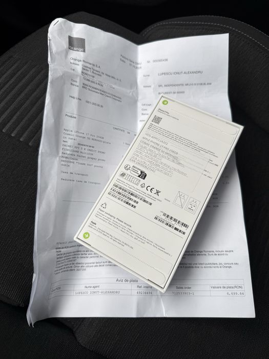 Iphone 17 pro 256 GB SIGILAT ! Factura si grantie ! SIM FIZIC (RO)