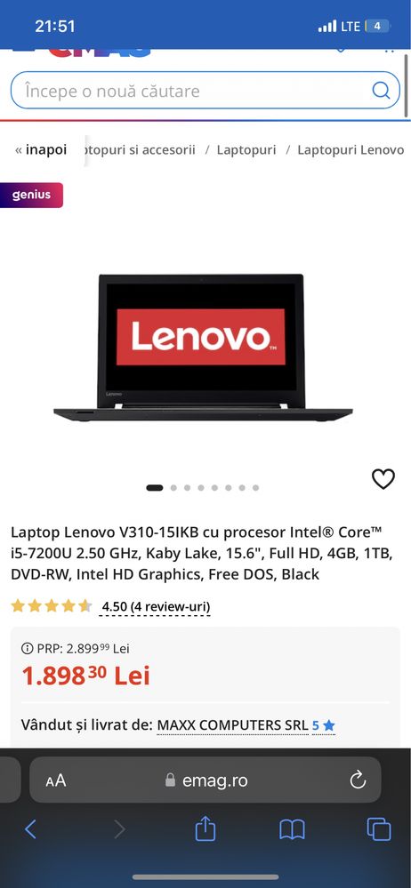 Laptop Lenovo V310-15IKB I5-7200U