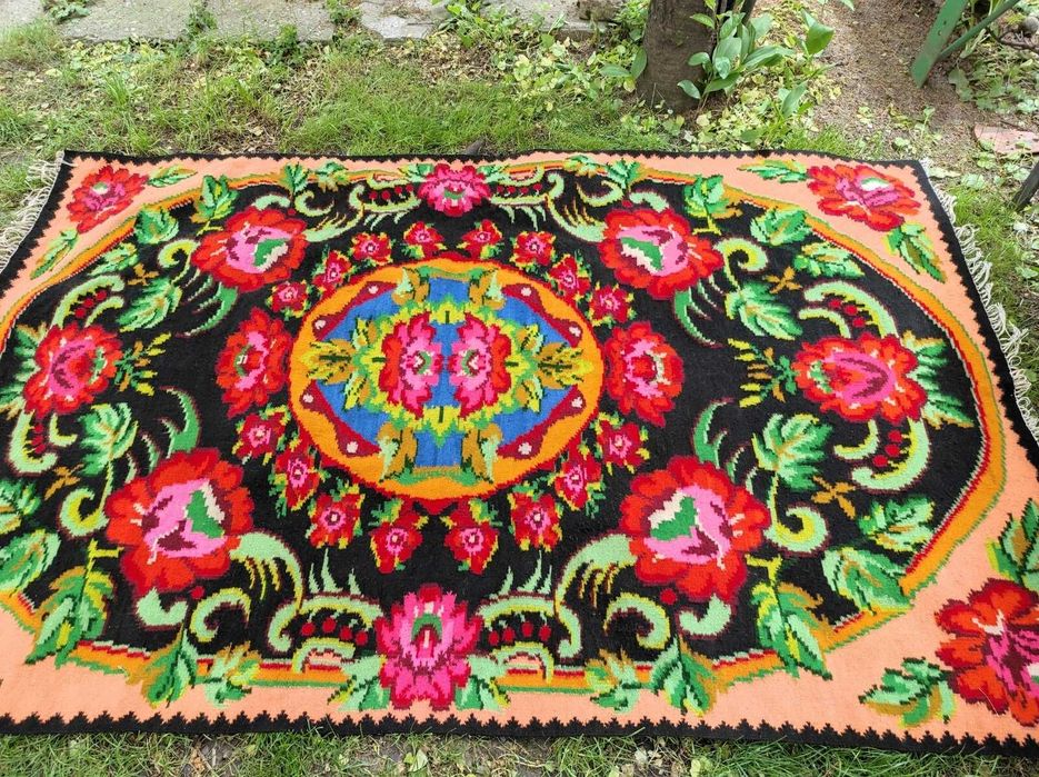 Covor nou oltenesc lana tesut manual 160x245cm anii 80 kilim chilim