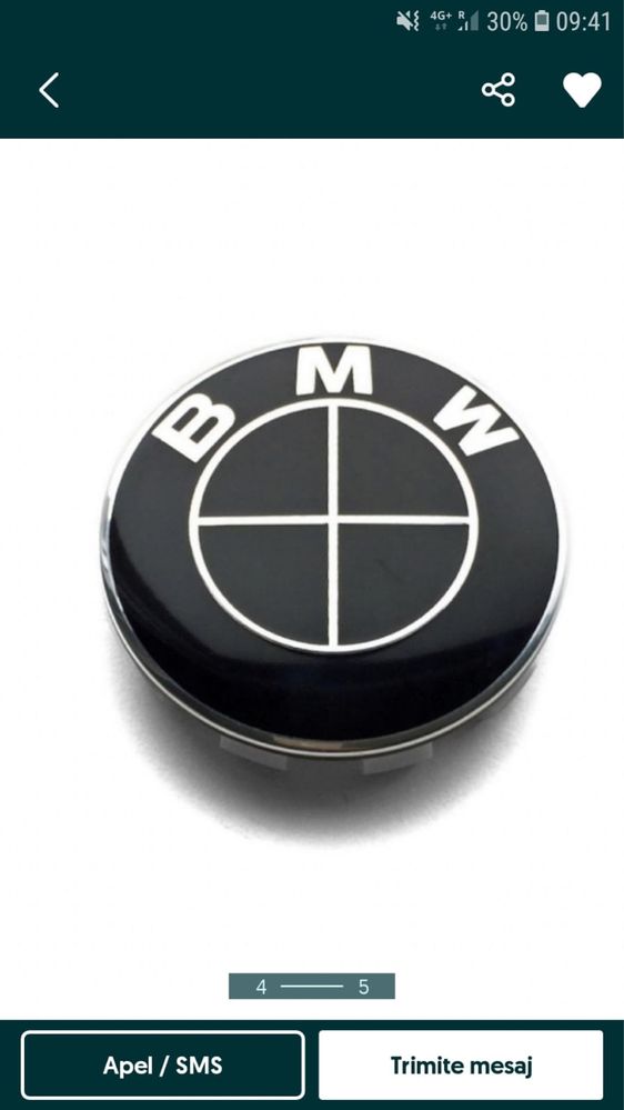 Capace roti jante BMW negre 68mm  1 3 5 7 E46 E90 E60 X1 X3 X5 X6