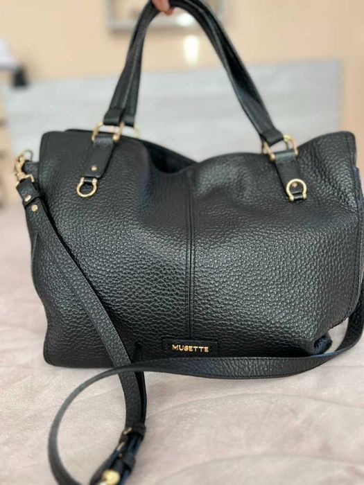 Musette чанта от естествена кожа | Като нова | Побира формат А4