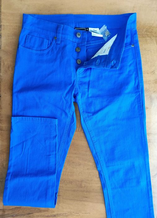 H&M 5 jeans / blugi slim fit marimea 31-US/46-UE/S, alb/albastru/negru