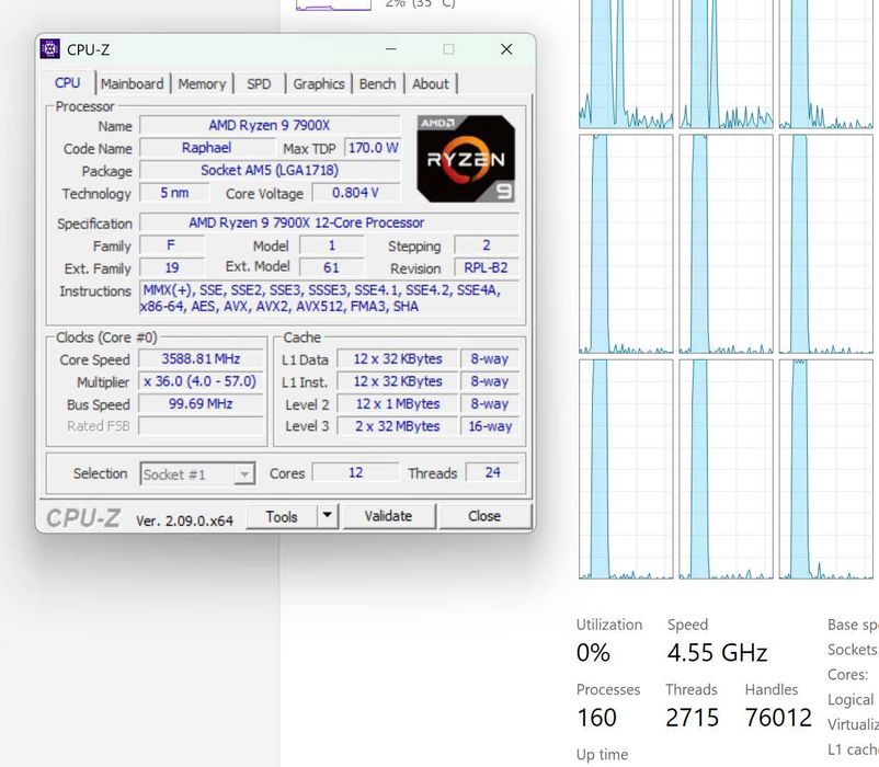 AMD Ryzen 9 7900X Gigabyte A620M S2H 64GB DDR5 1000GB NVMe