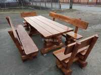Masa cu bănci scaune  terasă lemn rotund rustic balansoar