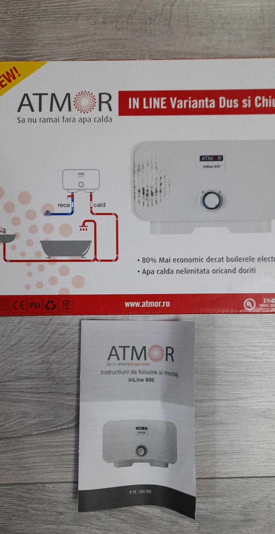 Instant apa calda Atmor 800,electric,dus și chiuveta, alb,5.5 kW