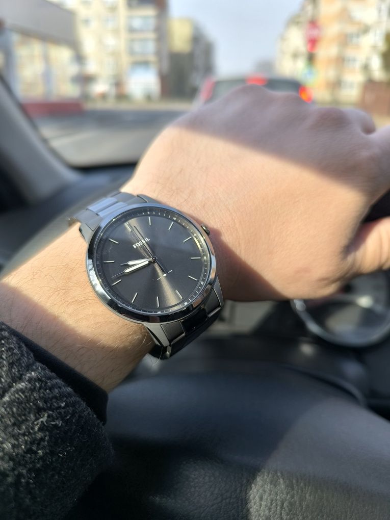 Ceas Fossil, automat, gri lucios elegant