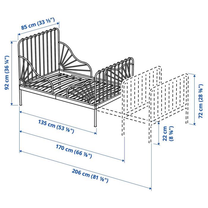 Детско разтегателно легло MINNEN от IKEA и детско шкафче 80х53х40 см.