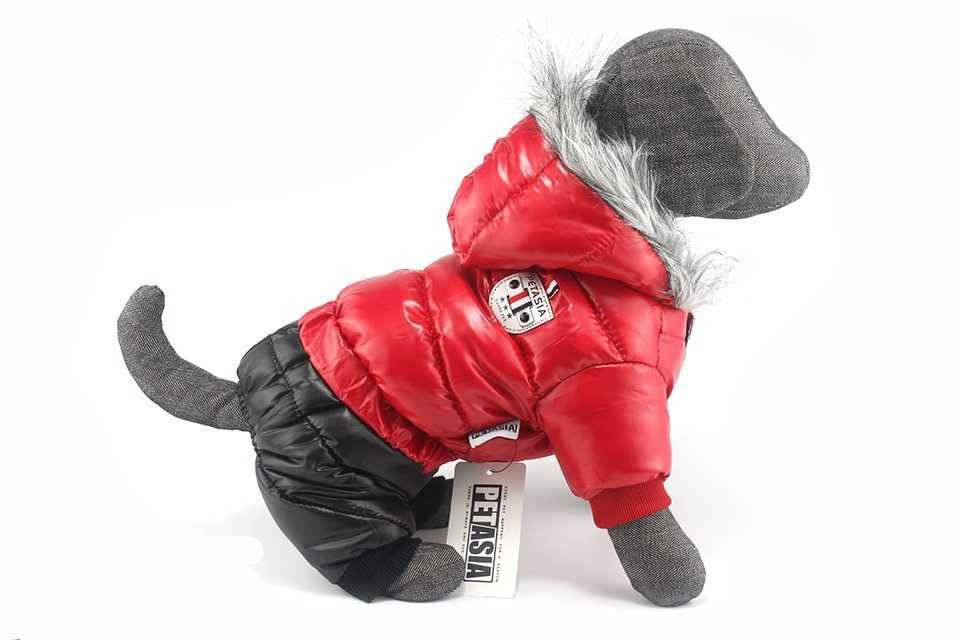 Куче зимно яке худи ватирано качулка кучешка дреха червено