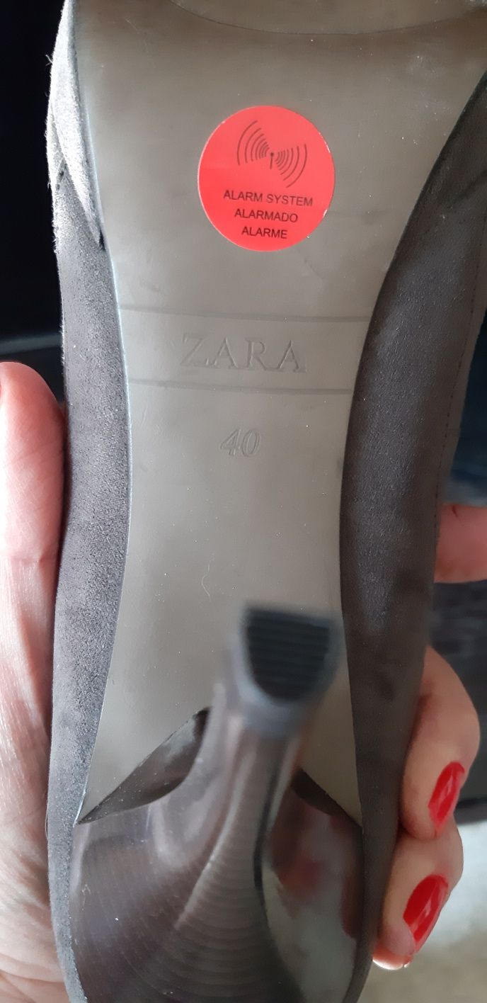 Pantofi dama Zara,noi,piele intoarsa maro 39