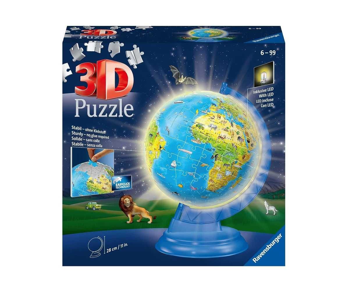 Светещ 3D Пъзел Ravensburger 180 ел. Детски глобус
