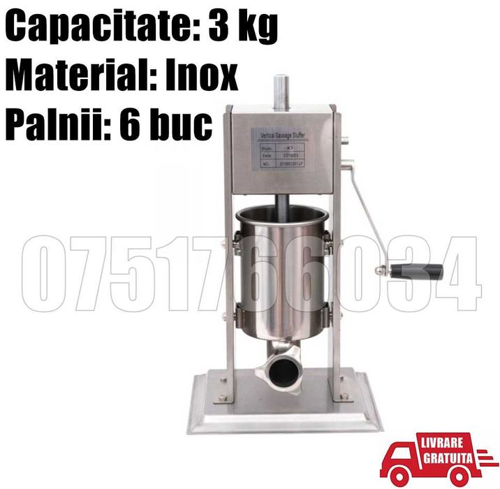 Masina Aparat Manual Umplut Facut Carnati Carnatar Vertical 3 kg MM
