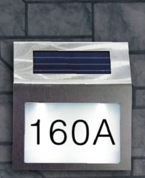 Numar de casa LED cu incarcare solara litere a-h cifre 0-9