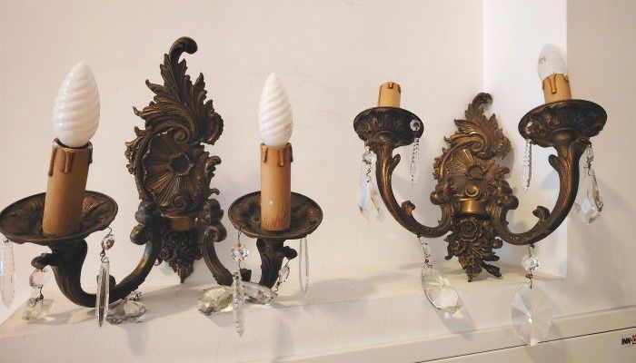 Aplice de dimensiuni mari din bronz masiv și elemente din cristal in s