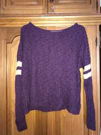 bluza/pulover stil jersey Hollister cu dungi pe maneci