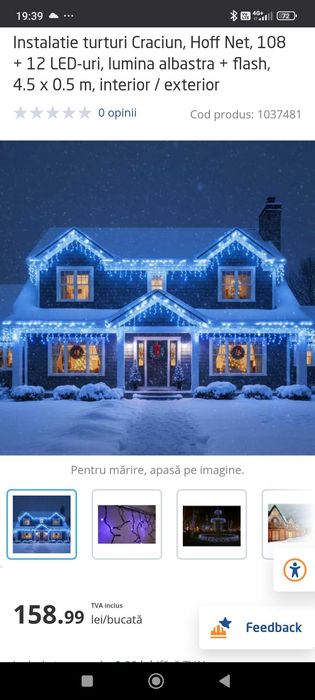 Instalatie turturi Craciun, Hoff Net, 108 + 12 LED-uri 31.5 metru