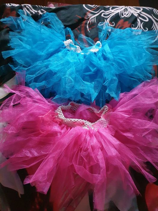 Fustita din tull roz si albastru deschis fetița ieftina