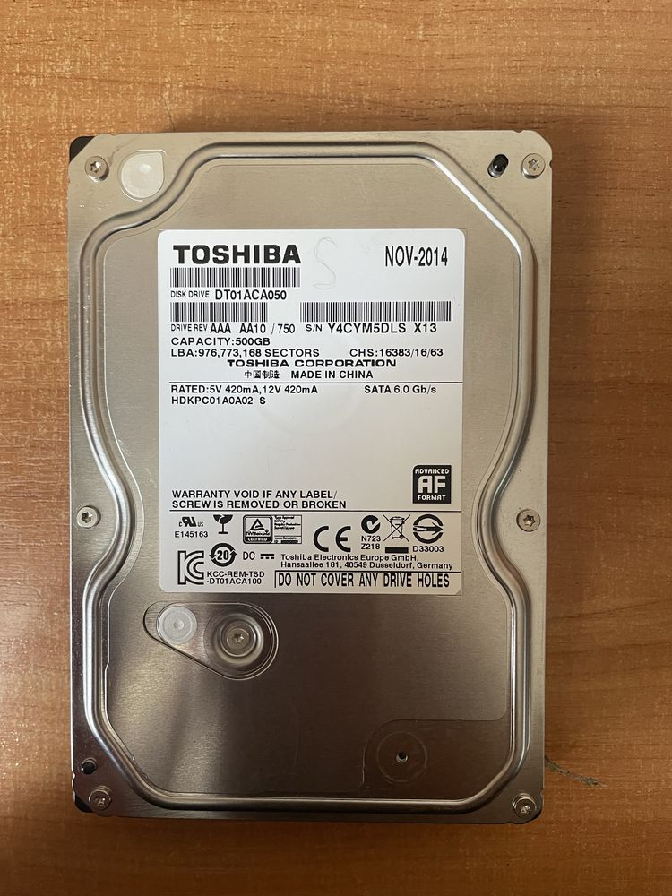 Продается жесткий диск Toshibo 500gb