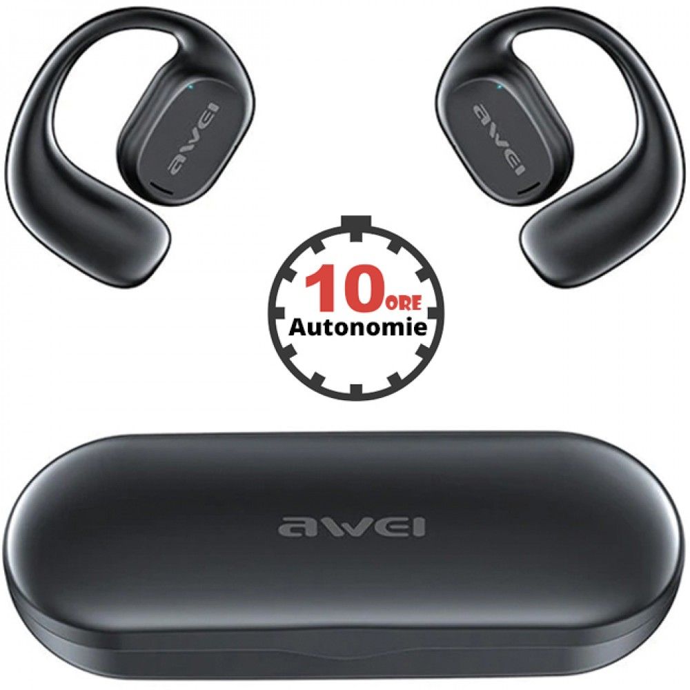Casti wireless AWEI T69 Sport + AIR Conduction Bluetooth 5.2 IPX6 Bla
