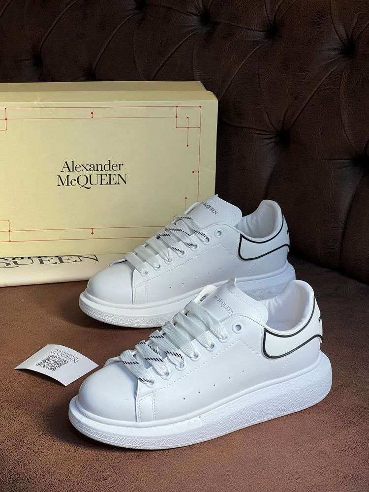 Adidasi Alexander M C Q U E E N Full White Premium Lini Negre