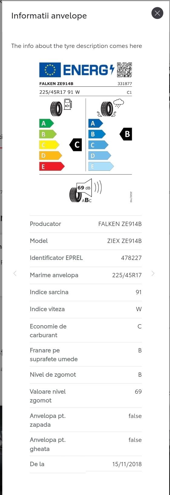 anvelope vara Falken 225/45/17