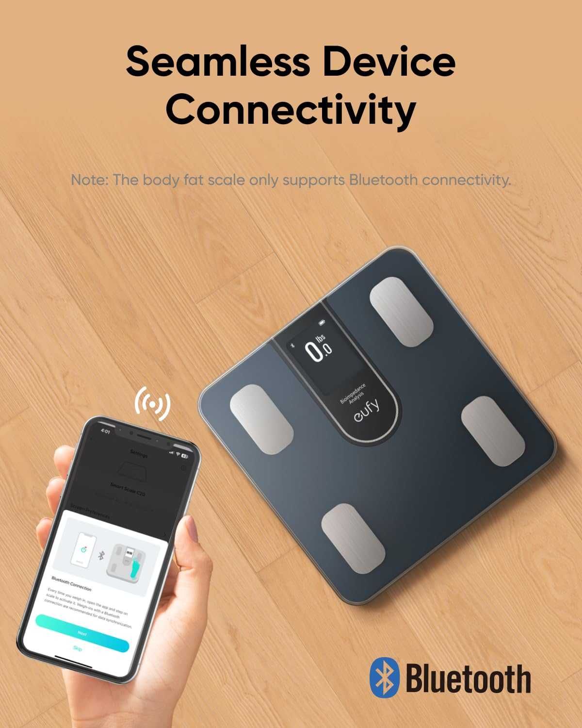 eufy Smart Personal Scale C20,цифрова везна,с Bluetooth,16 параметъра