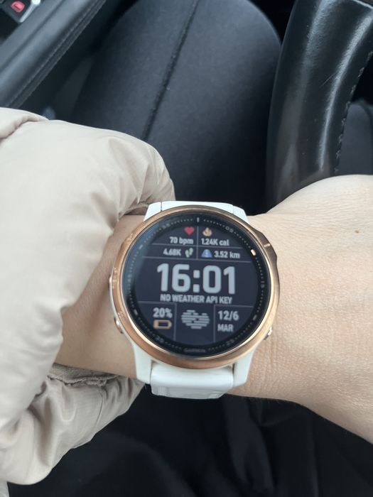Ceas Garmin Fenix 6S Pro, 42mm, rose gold , curea alba
