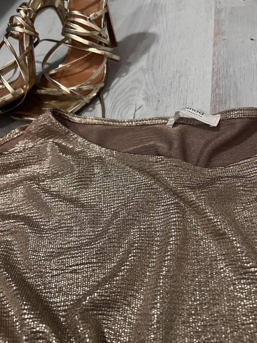 Top Promod / tricou elegant , S/36 , auriu