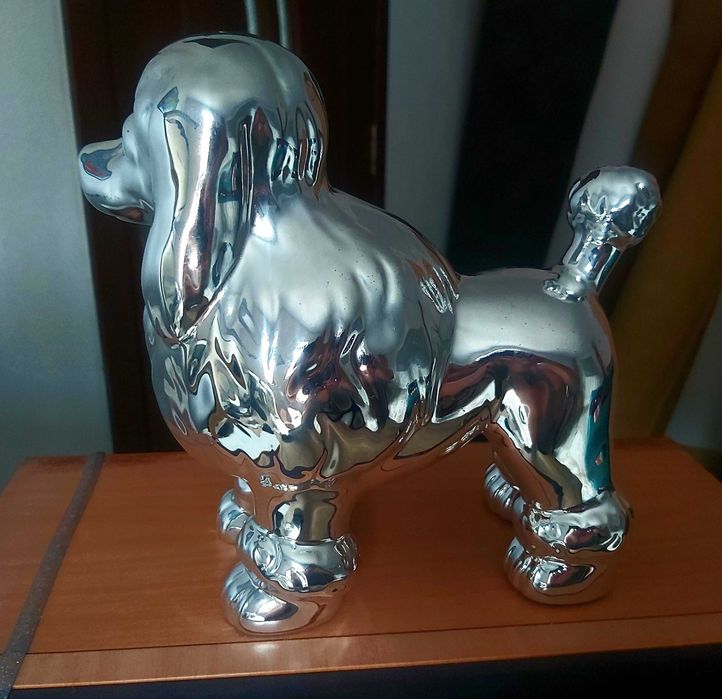 Statuetă decorativă Pudel (Poodle) - design glamour cromat!