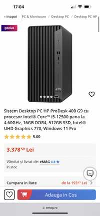 Sistem Desktop PC HP ProDesk 400 G9 cu procesor Intel® Core™ i5-12500