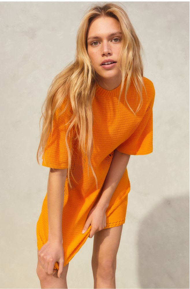 Плетена оранжева рокля H&M