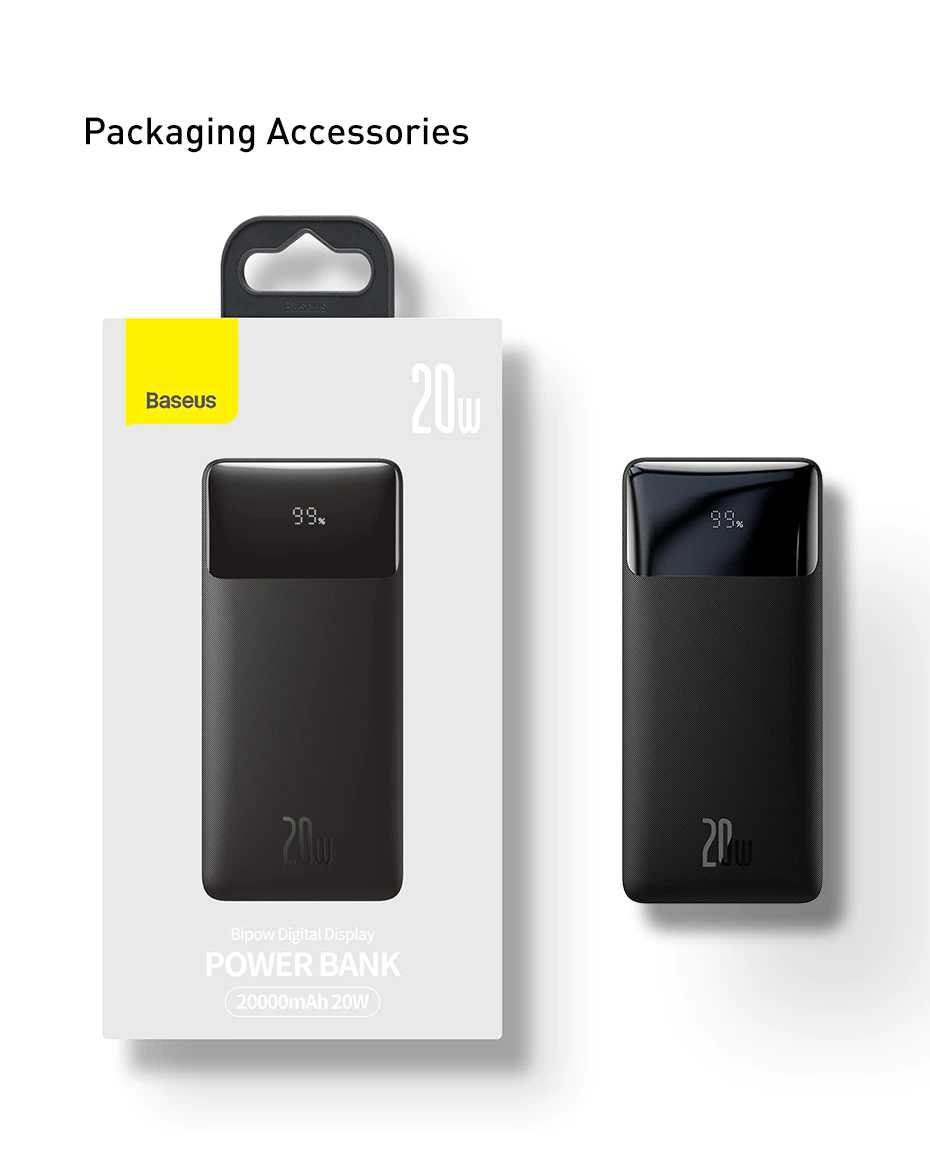 Baseus 20W Power Bank 20000mAh For iPhone 12 Bipow Digital Display