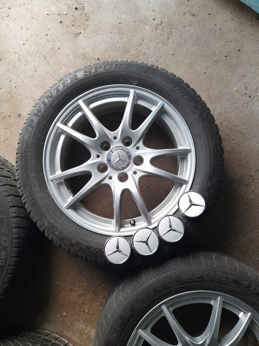 Set 4 Jante Originale Mercedes pe R16 ca NOI cu Anvelope 205-55-16 M+S