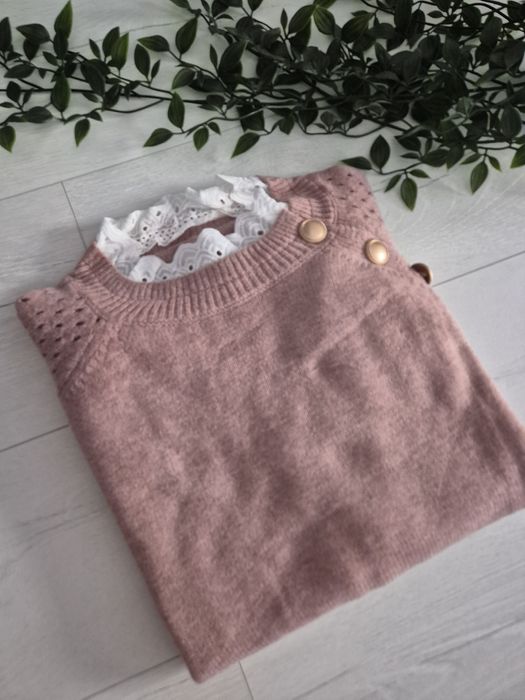 Pulovar pufos insertie bumbac, nasturi