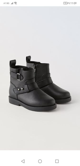 Детски черни боти Зара Zara естествена кожа