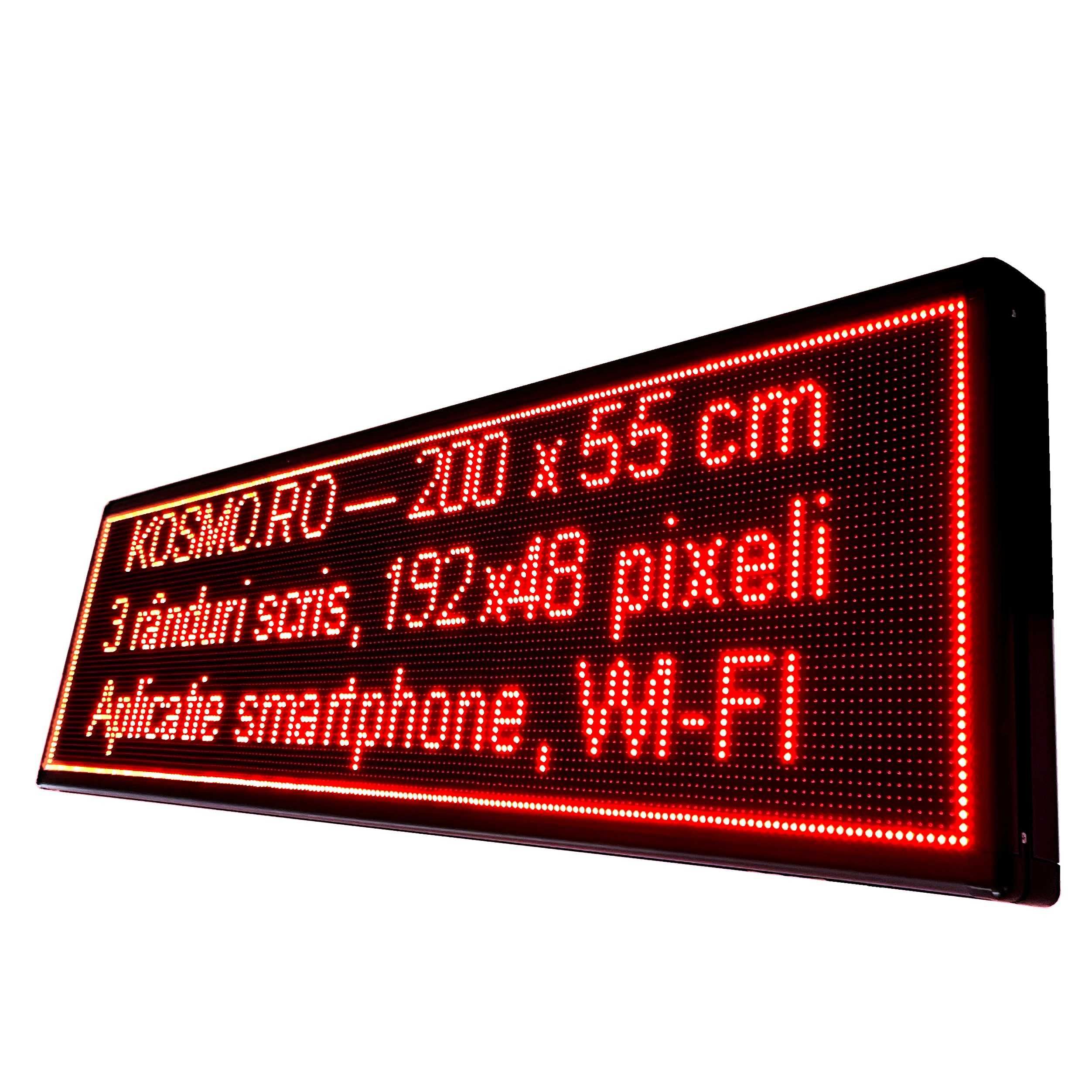 Reclama caseta luminoasa LED stradala, Text programabil aplicatie tel